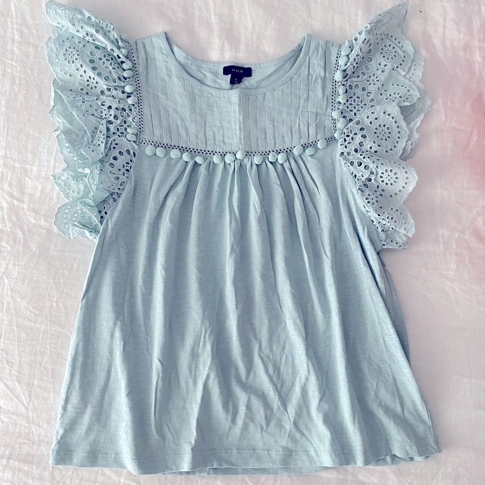 J. Crew Eyelet Flutter Sleeve Top NWT Size Small